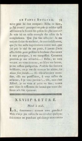 XXVIIIe Lettre. Mardi à midi.