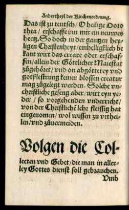 Volgen die Collecten und Gebet/ die man in allerley Gottes dienst soll gebrauchen.