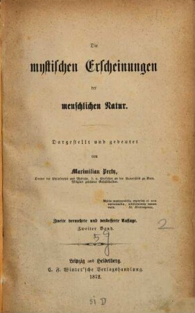Die mystischen Erscheinungen der menschlichen Natur, 2