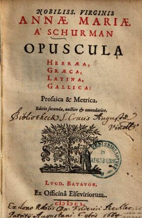 Opuscula Hebraea, Graeca, Latina, Gallica : Prosaica et Metrica