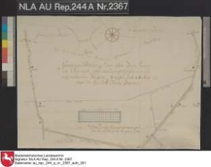 Plan der alten Deichlinie um SCHOONORTH mit Einzeichnung der in Deichnähe stehenden Häuser Kolorierte Zeichnung von A. Fuchs Papier auf Leinen Format 52,8x38,5 M 1:6.500