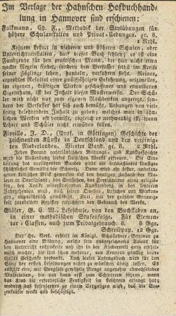 Im Verlage der Hahnschen Hofbuchhandlung in Hannover sind erschienen: ...