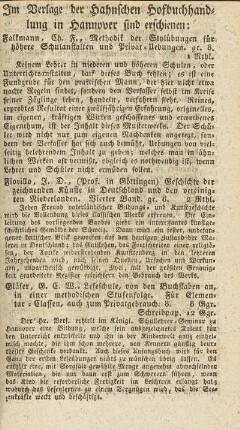 Im Verlage der Hahnschen Hofbuchhandlung in Hannover sind erschienen: ...