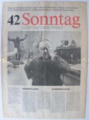 Kulturpolitische Wochenzeitung "Sonntag" u.a. zum 80. Geburtstag des Bildhauers Fritz Cremer