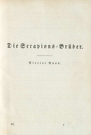Die Serapions-Brüder. Vierter Band