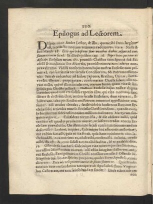 Epilogus ad Lectorem.