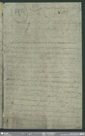 Eigenh. Briefkonzept von August Wilhelm von Schlegel an Friedrich von Schlegel, Stockholm, 03.04.1813