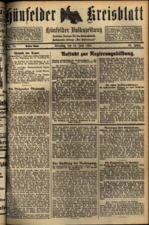 Erste Ausgabe vom Dienstag, den 12. Juni 1928.