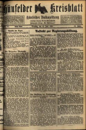 Erste Ausgabe vom Dienstag, den 12. Juni 1928.