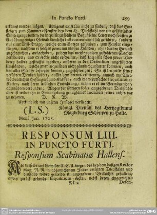 Responsum LIII. In Puncto Furti