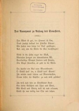 Frisch, fromm, froh, frei! : Blätter aus dem "Anonymus" der Uttenruthia ; 1836 - 1886