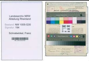 Entnazifizierung Franz Schnatwinkel , geb. 12.01.1890 (Maler)