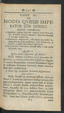 Caput. IV. De Modis Quibus Imperrator Esse Desinit
