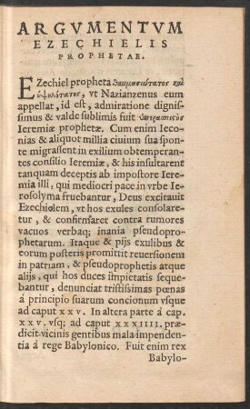 Argumentum Ezechielis Prophetae.