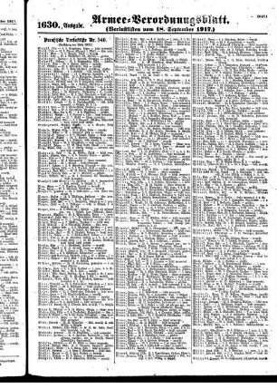 1630. Ausgabe. Dienstag, 18. September 1917