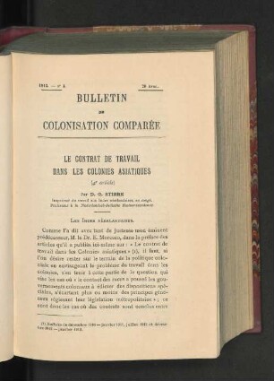 Le Contrat De Travail Dans Les Colonies Asiatiques.