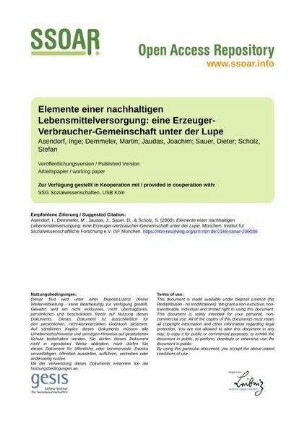Elemente einer nachhaltigen Lebensmittelversorgung: eine Erzeuger-Verbraucher-Gemeinschaft unter der Lupe