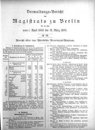 No. 10. Bericht über das Märkische Provinzial-Museum