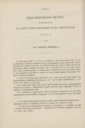 Sulle trasformazioni multiple associate ad ogni trasformazione piana birazionale.