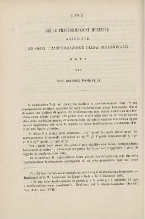 Sulle trasformazioni multiple associate ad ogni trasformazione piana birazionale.