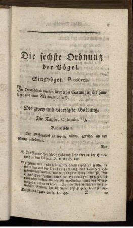 Die sechste Ordnung der Vögel. Singvögel. Passeres.
