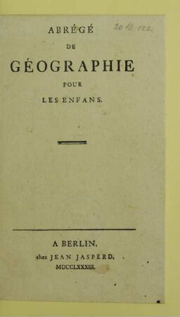 Abrégé de géographie pour les enfans