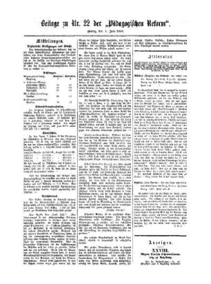 Anzeigen : Beilage zu No. 22 der Pädagogischen Reform