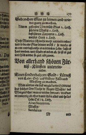 Von allerhand schönen Fürniß-Künsten untereinander.