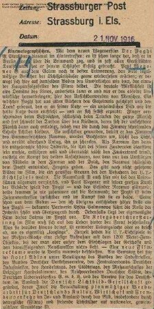 Kritik aus Straßburger Post (21.11.1916)