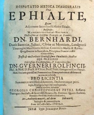 Disputatio Medica Inauguralis De Ephialte