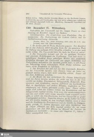 342. 1568, Dezember 27. Wittenberg