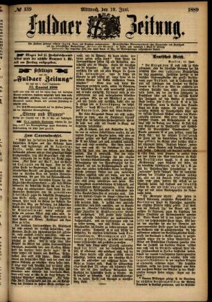 Ausgabe vom Mittwoch, den 19. Juni 1889.