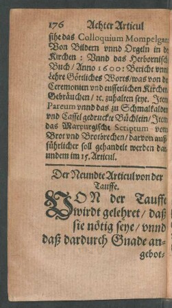 Der Neundte Articul von der Tauffe