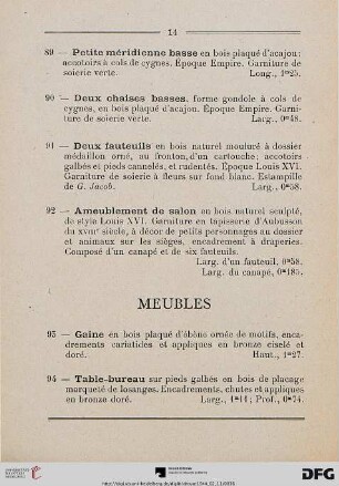 Meubles (Nr. 93-122)