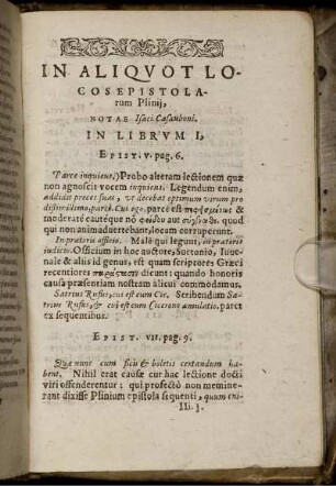 In Aliquot Locos Epistolarum Plinii, Notae Isaci Casauboni