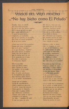Versos del Viejo Pancho : ..."No hay bicho como El Peludo"