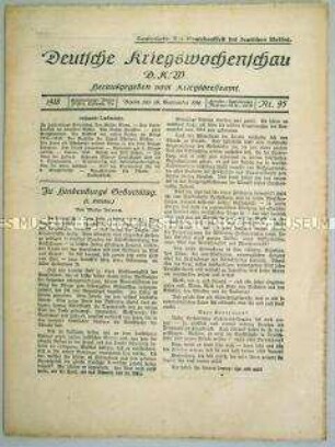 Mitteilungsblatt des Kriegspresseamtes u.a. zum Erntedankfest und zum Geburtstag von Hindenburg