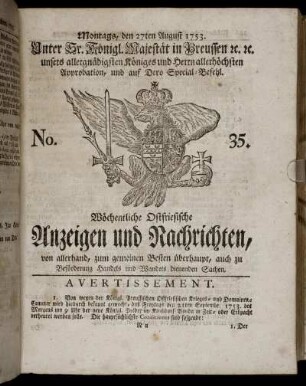 No. 35. Montags, den 27ten August, 1753.