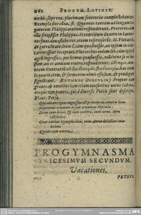 Progymnasma Tricesimum Secundum [Tertium]. Vacationes