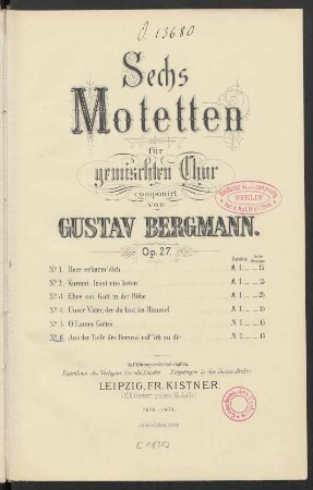 No. 6: Aus der Tiefe des Herzens ruf' ich zu dir