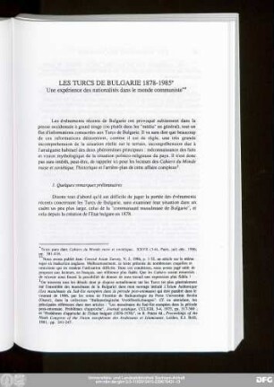 Les Turcs De Bulgarie 1878-1985 Une expérience des nationalités dans le monde communiste