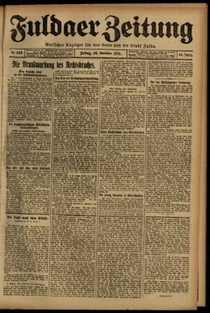 Erste Ausgabe vom Freitag, den 28. Oktober 1921.