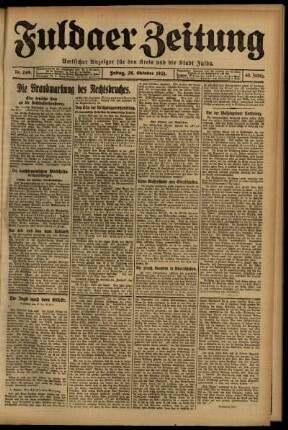 Erste Ausgabe vom Freitag, den 28. Oktober 1921.