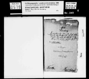 Verzeichnisse des Inventars des Schlosses Virneburg an Naturalien, Vieh und Hausrat bei Dienstantritt eines neuen Rentmeisters.