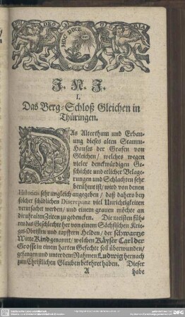 I. Das Berg-Schloß Gleichen in Thüringen