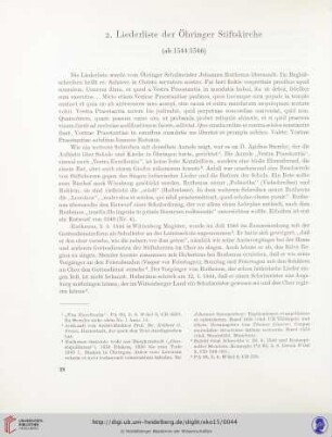 2. Liederliste der Öhringer Stiftskirche