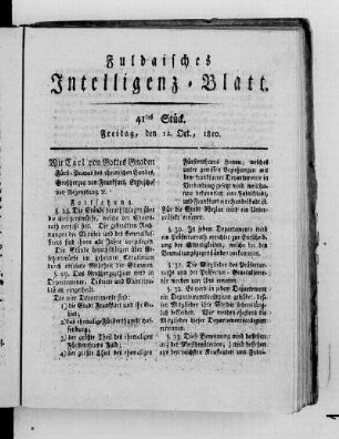 41tes Stück, Ausgabe vom 12. Oct. 1810