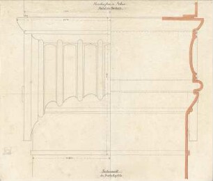 Gärtner, Friedrich von; Athen (Griechenland); Königliche Residenz (Athener Schloss) - Südportal - Säulenkapitell (Ansicht, Schnitt)