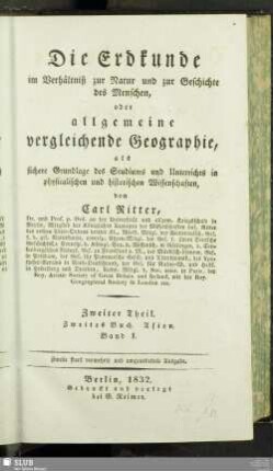 2,2: Die Erkunde von Asien : Band I. Der Norden und Nord-Osten von Hoch-Asien