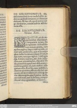 De Exceptionibus. Titulus XIII.